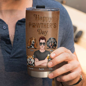 Dog Dad Happy Pawther's Day, Personalized Tumbler, Gifts for Dog Dads - Tumbler Cup - GoDuckee