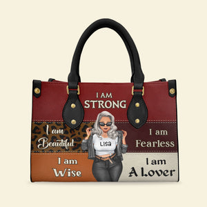 I Am Strong I Am Fearless Personalized Cool Woman Leather Bag, Gift For Her - Leather Bag - GoDuckee