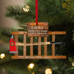 Retired Firefighter Serving Those Who Serve, Personalized Wood Ornament, Retirement Gift - Ornament - GoDuckee