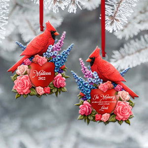 Personalized Cardinal Memorial Ornament, In Memory of A Life so Beautifully Lived - Ornament - GoDuckee