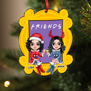 Cheering Besties, Personalized Bestie Purple Door Ornament - Ornament - GoDuckee