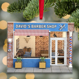Barber Shop Personalized Christmas Ornament - Ornament - GoDuckee