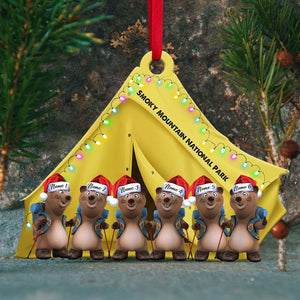 Hiking Bear Backpacker Personalized Christmas Ornament - Ornament - GoDuckee