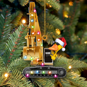 Heavy Equipment Excavator Duck - Personalized Christmas Ornament - Christmas Gift For Heavy Equipment Operator - Ornament - GoDuckee