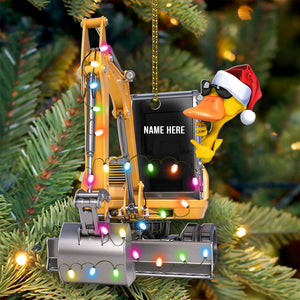 Small Excavator Duck - Personalized Christmas Ornament - Christmas Gift For Heavy Equipment Operator - Ornament - GoDuckee