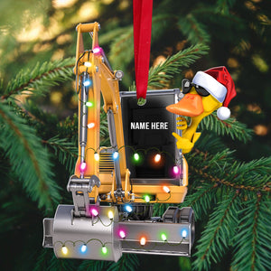 Small Excavator Duck - Personalized Christmas Ornament - Christmas Gift For Heavy Equipment Operator - Ornament - GoDuckee
