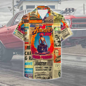 Drag Racing Newspaper Hawaiian Shirt, Aloha Shirt - Hawaiian Shirts - GoDuckee