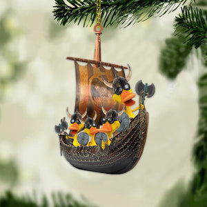 Viking Duck - Personalized Christmas Ornament - Gifts for Viking Lovers - Ducks on A Viking Boat - Ornament - GoDuckee