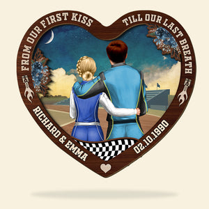 From Our First Kiss Till Our Last Breath - Personalized 3D 2-Layered Wood Art - Gift For Racing Couples - Wood Sign - GoDuckee