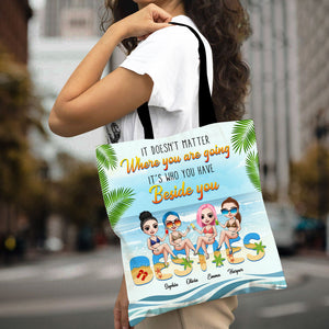 Personalized Beach Friends Tote Bag - It Doesn't Matter Where You Are Going - Friends sitting together - Tote Bag - GoDuckee