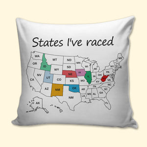 Personalized Racing Pillow - States I've Raced - For Racing Car Lovers - Pillow - GoDuckee