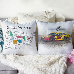 Personalized Racing Pillow - States I've Raced - For Racing Car Lovers - Pillow - GoDuckee