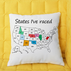 Personalized Racing Pillow - States I've Raced - For Racing Car Lovers - Pillow - GoDuckee