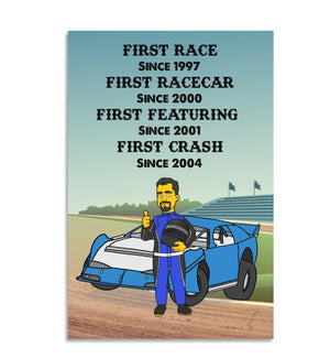 Simpsonalized Dirt Track Racer Poster - First Race, First Racecar, First Featuring, First Crash - Poster & Canvas - GoDuckee