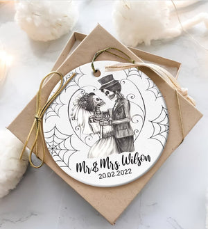 Personalized Skeleton Couple Ornament, Groom and Bride Wedding - Ornament - GoDuckee