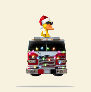 Personalized Fire Truck Duck Ornament - Christmas Gift For Firefighter - Ornament - GoDuckee
