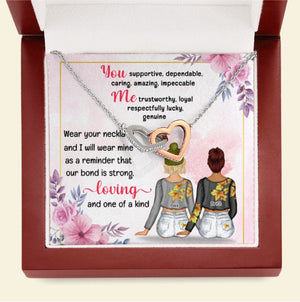 Friends Loving As One Of A Kind - Personalized Interlocking Hearts Necklace - Gift for Friends - Jewelry - GoDuckee