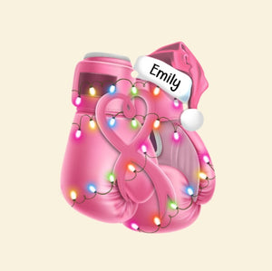Pink Boxing Gloves - Personalized Christmas Ornament - Christmas Gifts For Breast Cancer Fighters - Ornament - GoDuckee