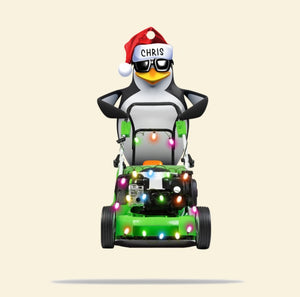 Lawn Mower Penguin With Christmas Light - Personalized Christmas Ornament - Gift For Gardening Lovers - Ornament - GoDuckee