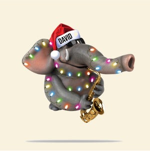 Saxophone Elephant Personalized Christmas Ornament - Ornament - GoDuckee