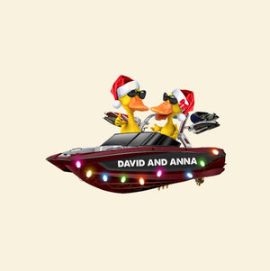 Water Skiing Wakeboarding Ducks - Personalized Christmas Ornament - Ornament - GoDuckee