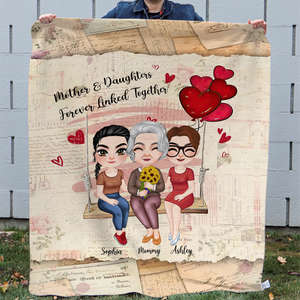 Mom & Daughter Forever Linked Together Personalized Blanket For Mom, Mother's Day Gift - Blanket - GoDuckee