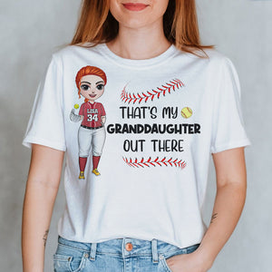 Softball Granddaughter Out There - Personalized Girl Doll Shirt - Shirts - GoDuckee