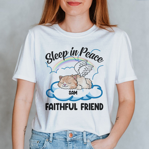 Sleeping Angel Cat, Personalized Cat Memorial Shirt, Sleep In Peace Faithful Friend - Shirts - GoDuckee