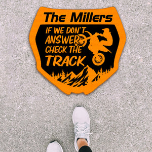 Motocross Shape Doormat - Custom Name - If We Don't Answer Check The Track - Doormat - GoDuckee