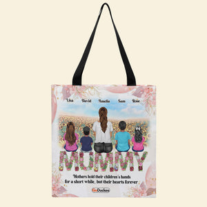 Personalized Mother's Day Tote Bag - Mothers Hold Their Children's Hands For A Short While But Their Hearts Forever - Tote Bag - GoDuckee