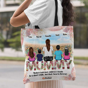Personalized Mother's Day Tote Bag - Mothers Hold Their Children's Hands For A Short While But Their Hearts Forever - Tote Bag - GoDuckee