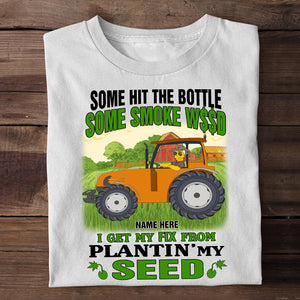 Simpsonized Farmer Shirts - Some hit the bottle, Get my fix from plantin' my seed - Shirts - GoDuckee