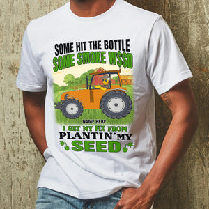 Simpsonized Farmer Shirts - Some hit the bottle, Get my fix from plantin' my seed - Shirts - GoDuckee