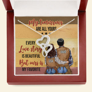 But Ours Is My Favorite - Personalized Double Heart Necklace - Gift For Cowboy & Cowgirl - Couple Shoulder To Shoulder - Jewelry - GoDuckee