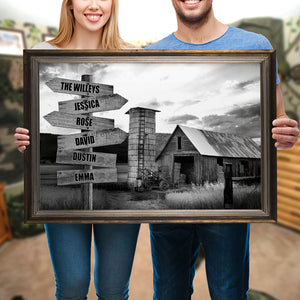 Black & White Farm Barn - Custom Name Arrow Sign Poster - Poster & Canvas - GoDuckee