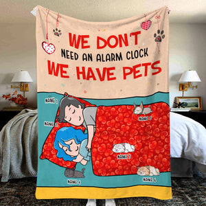 Personalized Cat Mom & Dad Blanket - We Don't Need An Alarm Clock, We Have Pets - Blanket - GoDuckee