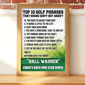 Golf - Custom Name Back Line Club House Poster - Top 10 Golf Phrases - Poster & Canvas - GoDuckee