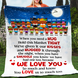 Personalized Deer Grandparent & Grandkids Blanket - Hug Tight Kisses Hugged Snuggle, We Love You - Blanket - GoDuckee