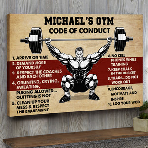 10 Gym Rules, Code Of Conduct - Personalized Wall Art - Custom Weightlifting Man - Poster & Canvas - GoDuckee