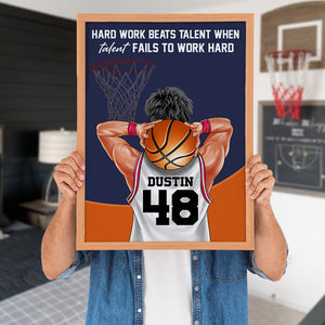 Personalized Basketball Player Poster - Hard Work Beats Talent - Poster & Canvas - GoDuckee