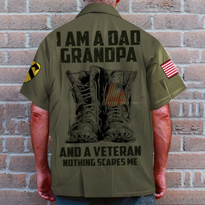 I Am A Dad Grandpa And Veteran, Personalized Veteran Shirt and Men Shorts, Custom Military Unit - Hawaiian Shirts - GoDuckee