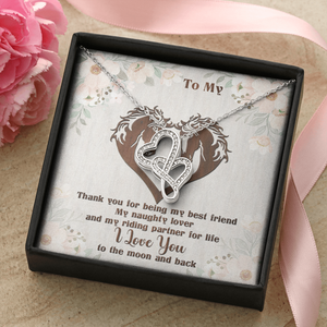 Horse My Wife - Partner For Life - Personalized Double Hearts Necklace- Gift for Her - Jewelry - GoDuckee