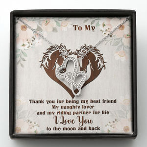Horse My Wife - Partner For Life - Personalized Double Hearts Necklace- Gift for Her - Jewelry - GoDuckee
