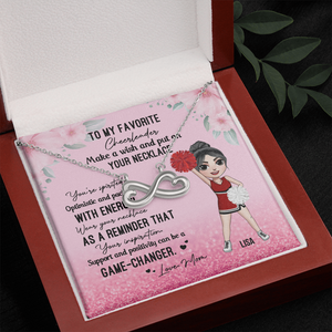 Cheerleader To My Favorite Cheerleader - Personalized Infinity Hearts Necklace - Jewelry - GoDuckee