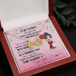 Cheerleader To My Favorite Cheerleader - Personalized Infinity Hearts Necklace - Jewelry - GoDuckee