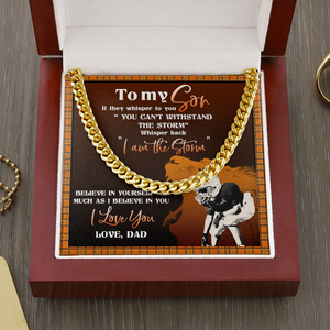 American Football I Am The Storm - Personalized Cuban Link Chain - Gift for Football Son - Jewelry - GoDuckee