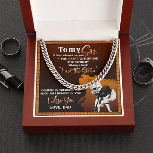 American Football I Am The Storm - Personalized Cuban Link Chain - Gift for Football Son - Jewelry - GoDuckee