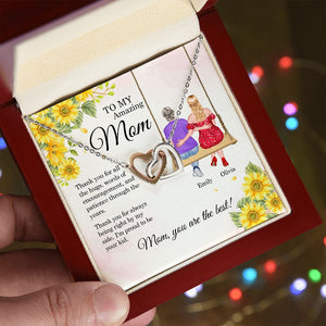To My Amazing Mom- Gift For Mom-Personalized Interlocking Hearts Necklace- Mother's Day Interlocking Hearts Necklace - Jewelry - GoDuckee
