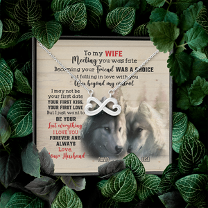 Custom Wolf Couple's Name - Personalized Infinity Hearts Necklace - To My Wife - Jewelry - GoDuckee