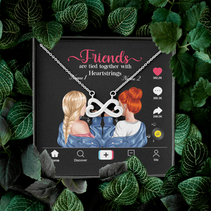 Friends Are Tied Together With Heartstrings - Personalized Infinity Hearts Necklace - Gift for Bestie - Jewelry - GoDuckee